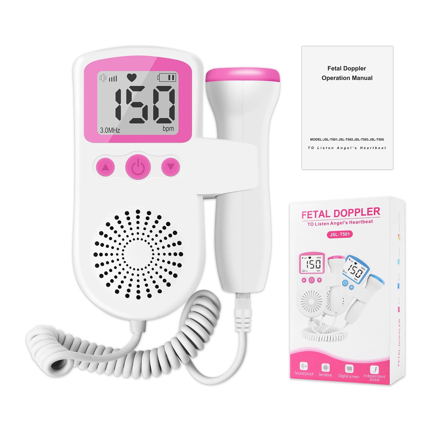 Pulsómetro doppler para escuchar latidos en embarazo.