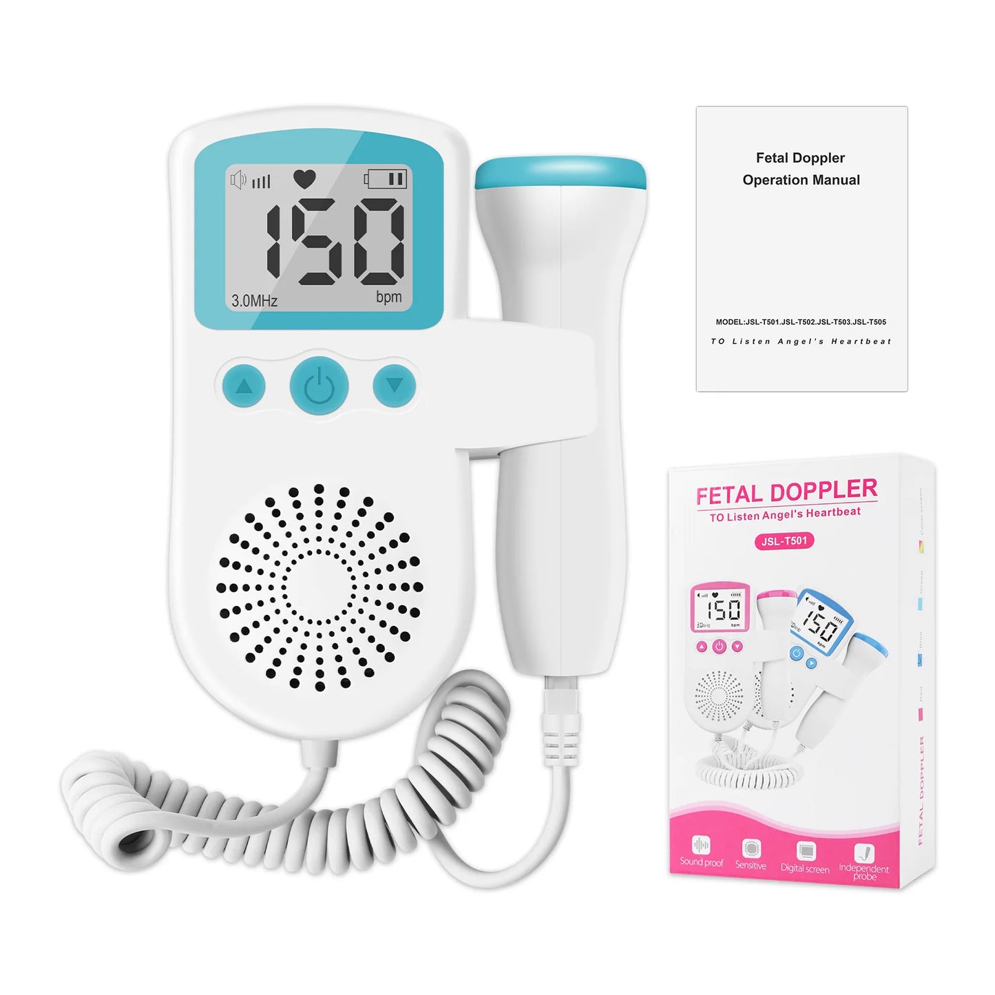 Pulsómetro doppler para escuchar latidos en embarazo.